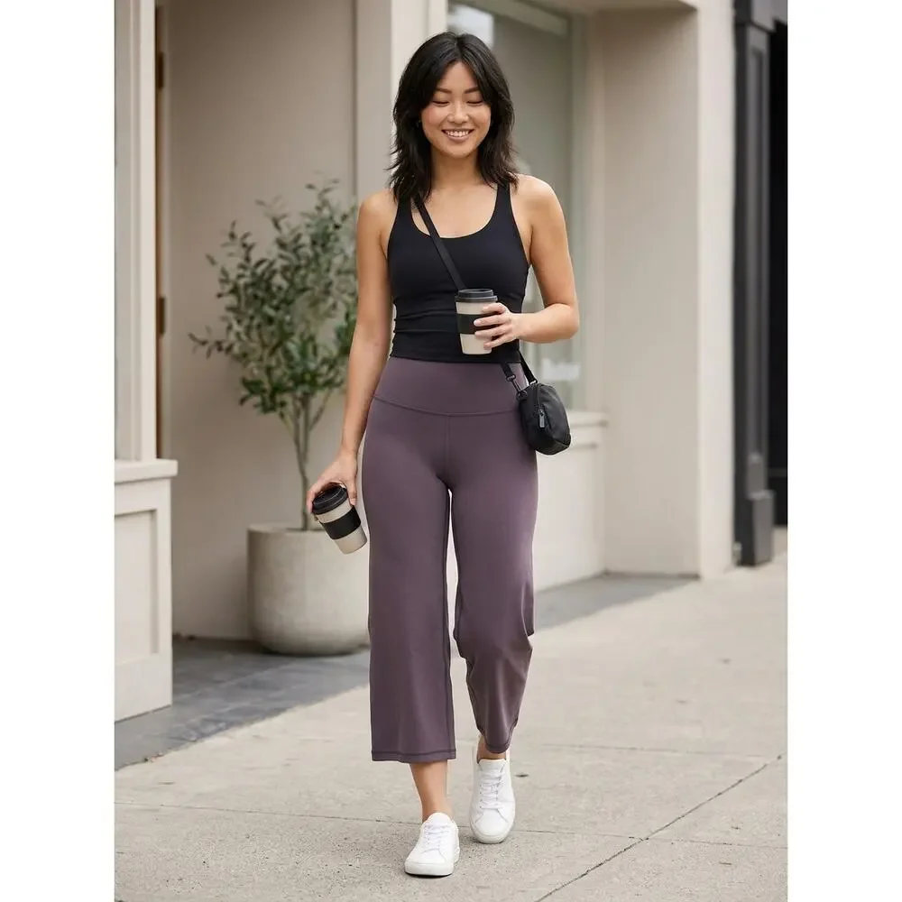 Lululemon Back High Rise Cropped Activewear Pants Women See Measurements